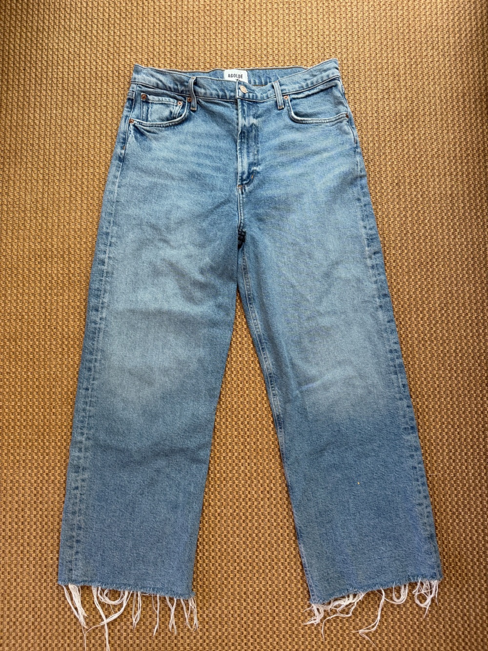 Agolde Light Blue Denim Jeans with Contrast Stitching
